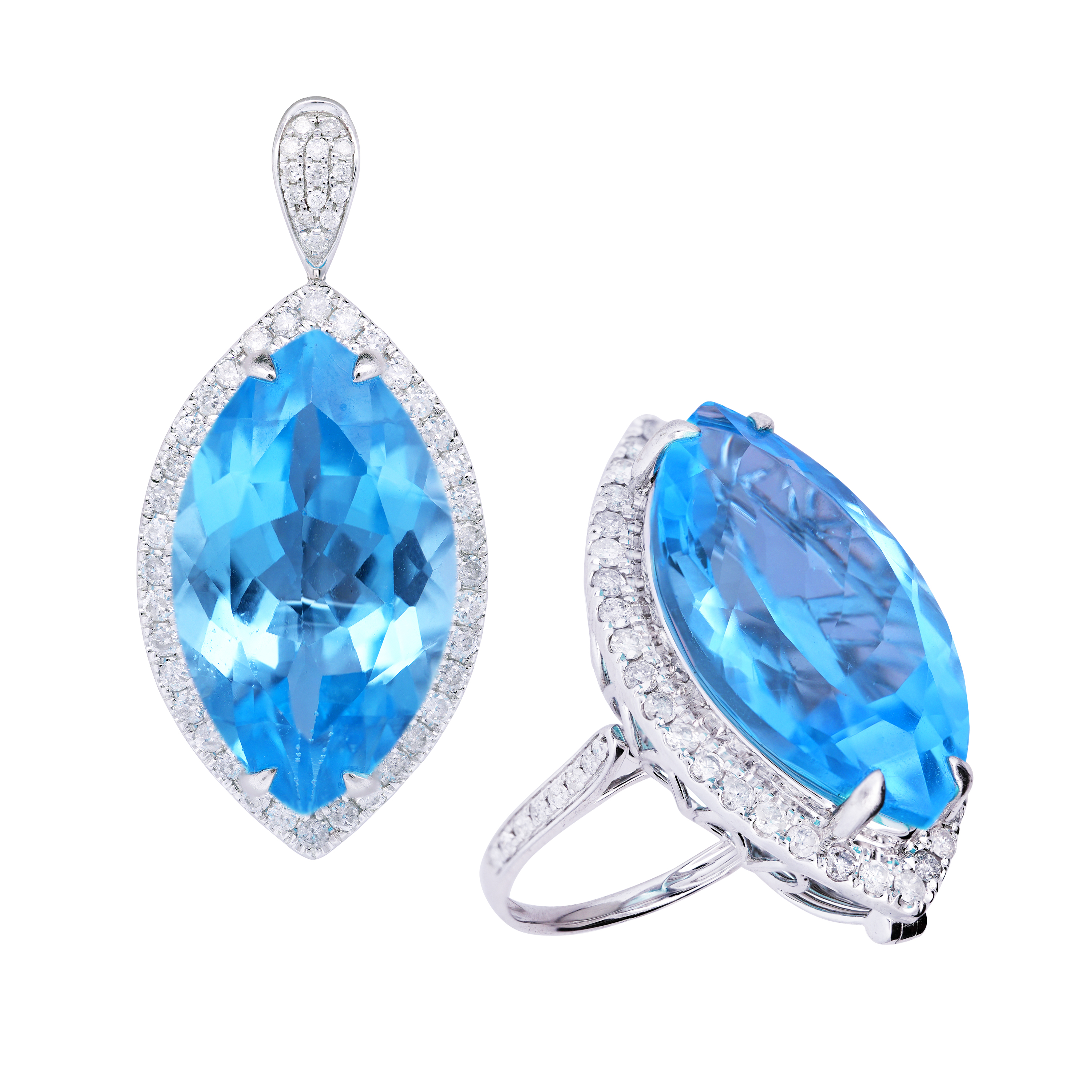 Teofila Blue Topaz Convertible Ring / Pendant